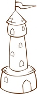 Shapes - Round Tower With Flag clip art 
