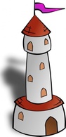 Shapes - Round Tower With Flag clip art 