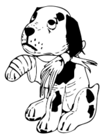 Cartoon - Sad Dog With A Broken Leg 