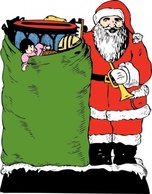 Holiday & Seasonal - Santa And His Bag clip art 