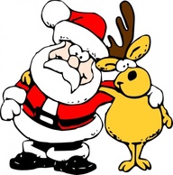 Holiday & Seasonal - Santa And Reindeer clip art 