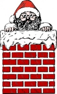 Holiday & Seasonal - Santa In A Chimney clip art 