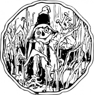 Cartoon - Scarecrow In The Corn clip art 