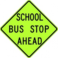 Signs & Symbols - School Bus Stop Ahead Sign Fluorescent clip art 
