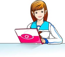 Human - School girl and laptop vector 