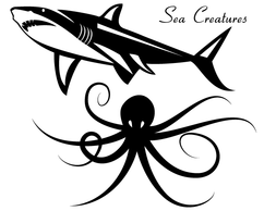 Sea Creatures Vector – Shark & Octopus