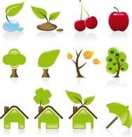 Set of 12 environmental green icons Preview