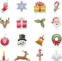 Shiny holiday and Christmas icons