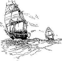 Ships Chasing clip art