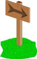 Sign Wooden Arrow Cartoon Grass Post Lawn Directions Signpost Signposts Preview