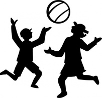 Sports - Silhouette Of Kids Playing With A Ball clip art 