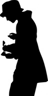 Silhouette - Silhouette Person With Hat clip art 