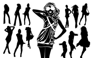 Human - Silhouettes of Beautiful Women in Vector Format 