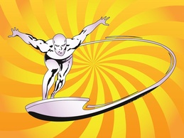 Cartoon - Silver Surfer Vector 