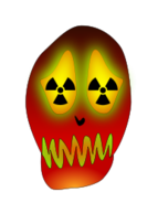 Skull and nuclear warning 