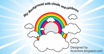 Backgrounds - Sky with clouds and rainbow background 