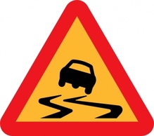 Buildings - Slippery Road Sign clip art 