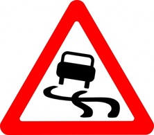 Buildings - Slippery Road Sign clip art 