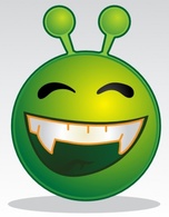 Objects - Smiley Green Alien clip art 