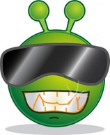 Objects - Smiley Green Alien Cool clip art 