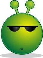 Objects - Smiley Green Alien Huh clip art 