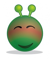 Objects - Smiley Green Alien Red clip art 