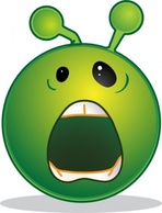 Objects - Smiley Green Alien Whaaa clip art 