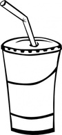 Food - Soft Drink In A Cup (b And W) clip art 