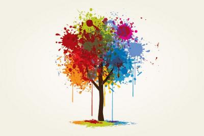 Nature - Splashed Abstract Vector Tree 