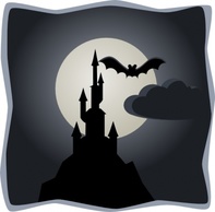 Buildings - Spooky Castle In Full Moon clip art 