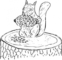 Animals - Squirrel Eating Pine Cone clip art 