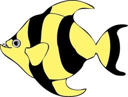 Animals - Striped Tropical Fish clip art 