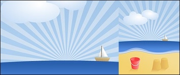 Summer beach scenery vector material