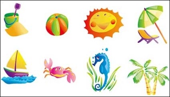 Holiday & Seasonal - Summer beach subject vector icon 