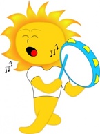 Cartoon - Sun Playing Drum clip art 