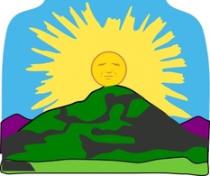 Nature - Sun Rays Mountain clip art 