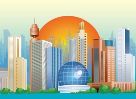 Buildings - Sunset City Vector 