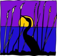Swan Sunset Lake clip art Preview