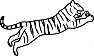 Animals - Tiger Jumping Outline clip art 