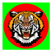 Animals - Tiger red on green 