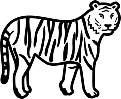 Tiger Standing Looking And Watching Outline clip art Preview