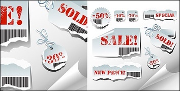 Torn sales tag vector material