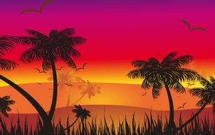 Flowers & Trees - Tropical Sunset 