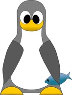 Animals - Tux With Fish clip art 