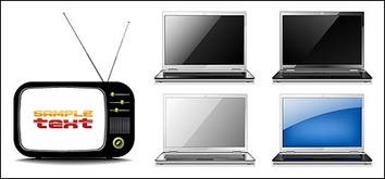 Technology - TV with laptop vector material 