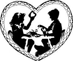 Two Children Making Valentines clip art Preview