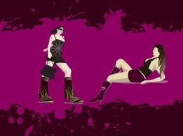 Fashion - Two Girls Vector 