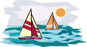 Two Sailboats In Sunset clip art Preview