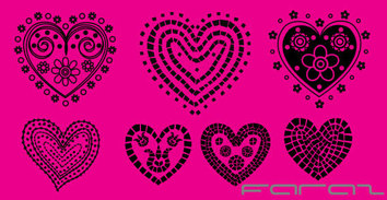 Elements - Valentine hearts ornament free vector 