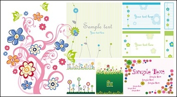 Variety of lovely material vector style flower patterns Preview